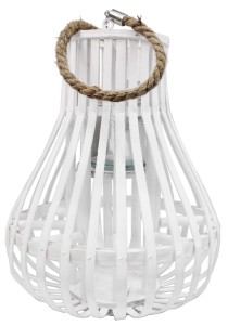 Lampion z szklanym wkładem 34cm szary
