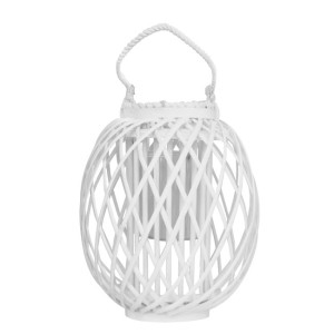 Lampion z szklanym wkładem 30cm biały