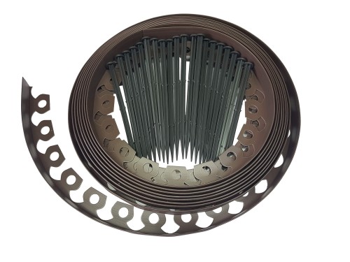 Obrzeże GARDENER brązowe 38 mm + 10 kotew mocujących