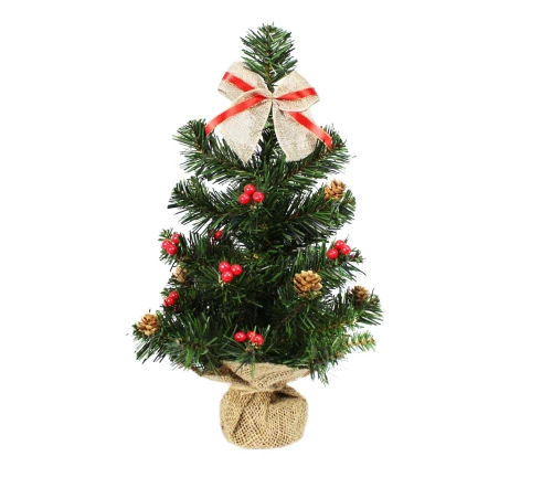 CHOINKA NATURALNA Z JARZĘBINĄ I KOKARDĄ 40 CM