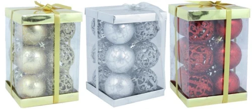 BOMBKI ŚWIĄTECZNE 6CM KPL. 12 SZT.