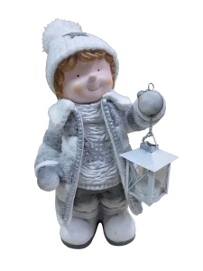 FIGURKA CHŁOPCZYK 42 CM Z LAMPIONEM NA TEALIGHTA