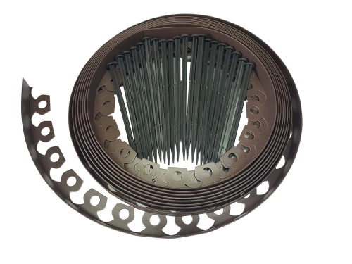 Obrzeże GARDENER brązowe 38 mm + 10 kotew mocujących