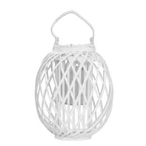 Lampion z szklanym wkładem 30cm biały