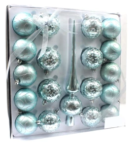 BOMBKI CHOINKOWE KPL. 18 SZT.  6 CM + SZPIC 28 CM