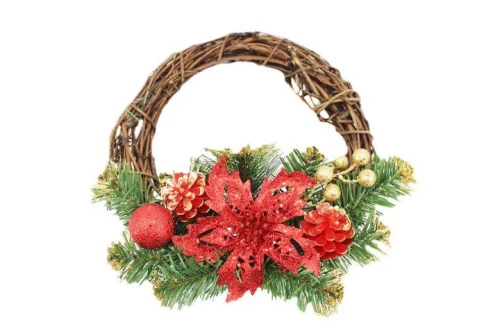 WIENIEC ŚWIĄTECZNY WISZĄCY 25 CM RATTAN CZERWONY