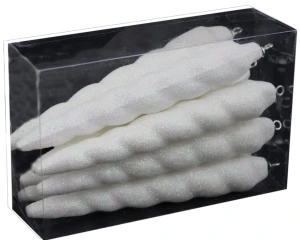 SOPLE BIAŁE NA CHOINKĘ 15 CM KPL. 8 SZT.