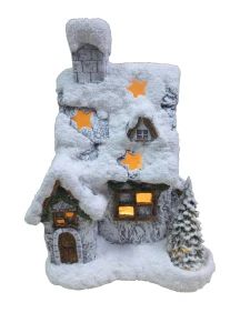 FIGURKA ŚNIEŻNY DOMEK 28x18,5x36 CM PODŚWIETLANY