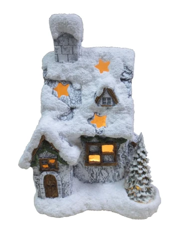 FIGURKA ŚNIEŻNY DOMEK 28x18,5x36 CM PODŚWIETLANY